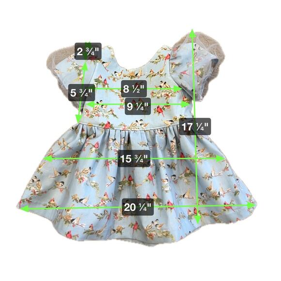 Myrtle Pattern Baby Girl Chiffon and Cotton Puff Sleeved Dress Baby Blue Birds - Picture 8 of 10